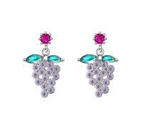 GGYTMQL Personalidad Fashion Fashion 925 Pendientes de Fruta de UVA de Plata esterlina para Mujeres