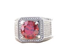 GGYTMQL Productos para niñas 5 Anillo de moissanite para Hombres Ring Red/Blue Diamond Silver Silver con Dojo D Claridad Claridad Redonda Men Moissanite Anillos de Compromiso de Compromiso Solitare