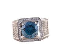 GGYTMQL Productos para niñas 5 Anillo de moissanite para Hombres Ring Red/Blue Diamond Silver Silver con Dojo D Claridad Claridad Redonda Men Moissanite Anillos de Compromiso de Compromiso Solitare
