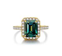 GGYTMQL Productos para niñas deslumbrantes 3 Anillos de moissanite para Mujeres Cut Esmeralda D Color S925 Sterling Silver Lab Creado Anillos de Diamantes Fiestas diarias Regalos de
