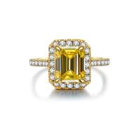 GGYTMQL Productos para niñas deslumbrantes 3 Anillos de moissanite para Mujeres Cut Esmeralda D Color S925 Sterling Silver Lab Creado Anillos de Diamantes Fiestas diarias Regalos de