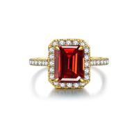 GGYTMQL Productos para niñas deslumbrantes 3 Anillos de moissanite para Mujeres Cut Esmeralda D Color S925 Sterling Silver Lab Creado Anillos de Diamantes Fiestas diarias Regalos de