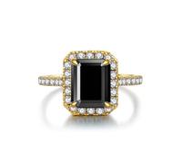 GGYTMQL Productos para niñas deslumbrantes 3 Anillos de moissanite para Mujeres Cut Esmeralda D Color S925 Sterling Silver Lab Creado Anillos de Diamantes Fiestas diarias Regalos de