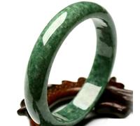 GGYTMQL Pulsera de Brazalete de Jade Verde Oscuro Natural para Mujeres, joyería de Brazalete de jadeita de Estilo Chino Retro (Verde Oscuro_52-54 mm)