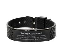 GGYTMQL Pulsera de malla de tiburón negro para novia, una muestra de amor y apoyo para su cumpleaños, Navidad y graduación - Regalos de confianza e inspiración grabados, zinc plateado pequeño, cúbico