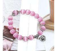 GGYTMQL Pulsera de piedra, pulsera de piedra natural de piedra rosa ópalo pulsador con cuentas de cuentas de un solo círculo joyas retro joyas de ropa personalizadas joyas