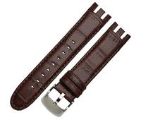 GGYTMQL Pulsera de reloj de cuero genuino para Swatch YRS403 412 402G Banda de reloj de 21 mm Mench Men Curved End Watches Strap