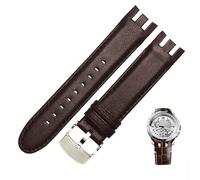 GGYTMQL Pulsera de reloj de cuero genuino para Swatch YRS403 412 402G Banda de reloj de 21 mm Mench Men Curved End Watches Strap