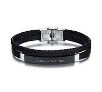 GGYTMQL Pulsera para Mujeres de Acero de Titanio Negro, Moda Retro, Pulsera Trenzada con múltiples Capas con Letras inglesas.