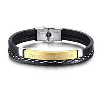 GGYTMQL Pulsera para Mujeres de Acero de Titanio Negro, Moda Retro, Pulsera Trenzada con múltiples Capas con Letras inglesas.
