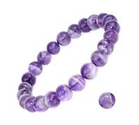 GGYTMQL Pulseras de cuentas de joyas de encanto, pulseras con cuentas redondas redonda de rayas púrpura abalorios brazaletes elásticos pulsera de cristal joyas de cristal para hombres mujeres