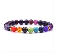 GGYTMQL Pulseras y brazaletes de obsidiana con 7 chakras, cuentas de equilibrio para yoga, oración de Buda, pulsera elástica para hombres, joyería de piedra natural, regalo Pulseira, A9