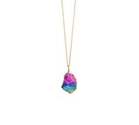 GGYTMQL Rainbow Natural Stone Collar Collar Chakra Collar de Roca Collar de Oro Caballo Largo Collar Joyería Regalo