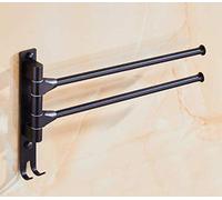 GGYTMQL Ratches de Toallas, Espacio Negro de Aluminio Barro giratoria Barra de Toalla de baño Toalla de Toalla montada en la Pared con Barras y Ganchos giratorios Activos/2 Brazos decoración