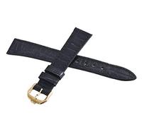 GGYTMQL Raymond Weil de 14 mm de cuero negro con tono dorado de acero inoxidable Band de la banda de relojes de hebilla
