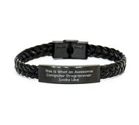 GGYTMQL Regalos de programador de computadoras de amigos para un brazalete de cuero trenzado único de cumpleaños. Esto es lo que se parece un increíble programador de computador