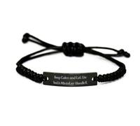 GGYTMQL Regalos inspiradores del ministro juvenil, Keep, Black Rope Bracelet de colegas, brazalete grabado para compañeros