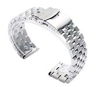 GGYTMQL Reloj Strap 22/20/24 mm Sólido Corcha de Acero Inoxidable Spare de Seguridad Safet Stary Reloj/24 mm/Plata