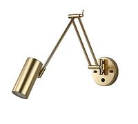 GGYTMQL Retro Antique Wall Light Industrial Swing Arm Wall Scocne Rotatable Doble Long Brazo con Acabado Dorado Mate E27 Lámpara de Pared de Metal para el zócalo para el Pasillo de Dormitorio de