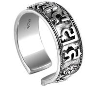 GGYTMQL Ring de Dedo Abierto de Metal esterlina 925 joyería de Metal esterling, Buena Suerte para Hombres y Mujeres Anillos de Parejas para Amantes Negros, Abertura Ajustable