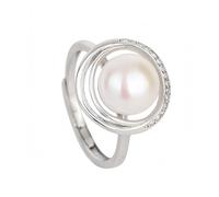 GGYTMQL Rings de plata para mujeres 925, anillos de ajuste de vintage elegante perla círculo abierto anillos de plata joya de navidad anillos de boda para mujeres damas