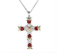 GGYTMQL Ruby Diamond Cross Pends Real Fiest Pendants Collar para Mujeres Regalo de joyería Moissanite Hecho en China