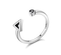 GGYTMQL S925 Anillos de dedos abiertos de triángulo redondo geométrico, anillos de ajuste de mujeres accesorios informales de joyería deportiva, regalos para novia