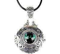 GGYTMQL S925 Colgante de Collar de Plata Puede Abrir el Collar de Incrustaciones Huecas de la Caja de Cristal Verde gawu Collar Colgante Hembra Joya de Joyas de Escala (S925 Plata 30 * 27 mm)