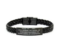 GGYTMQL Sassy Nurse Reladry Bracelet Regalo para cumpleaños, Cita divertida 'Soy enfermera. Mi nivel de sarcasmo depende de su nivel de estupidez.