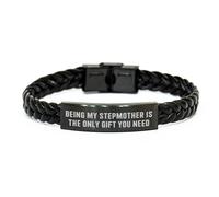 GGYTMQL Ser mi madrastra es el único regalo que necesito, regalos de mujeres, para madrastra, pulsera de cuero trenzado, regalo único de cumpleaños, pequeño, cuero, sin piedras preciosas