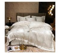 GGYTMQL Silk Sateen Cotton Jacquard Vivet Cover Champagne Silk Silky Soft Bedding Juego de Ropa de Cama 1 Capa de sábana1 Cubierta de edredón 2 Casas de Almohadas, Juego de Ropa de Cama