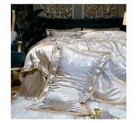 GGYTMQL Silk Sateen Cotton Jacquard Vivet Cover Champagne Silk Silky Soft Bedding Juego de Ropa de Cama 1 Capa de sábana1 Cubierta de edredón 2 Casas de Almohadas, Juego de Ropa de Cama