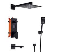 GGYTMQL Sistema de Ducha Baño Grifo de Ducha de Ducha 3 Funciones Mate grifos de Ducha Digital Negro Conjunto Cabezal de Ducha de Ducha de 3 vías Conjunto de duchas de Ducha, Juego de Ducha de 8