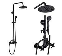 GGYTMQL Sistema de Ducha Bronce Negro Grifo de Ducha Juego de Lluvia 8 Cabezal de Ducha Mentiler de Ducha Tapón Mundial de Ducha fría Ducha Caliente kitsbronze A01, Bronce Negro C02