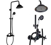GGYTMQL Sistema de Ducha Bronce Negro Grifo de Ducha Juego de Lluvia 8 Cabezal de Ducha Mentiler de Ducha Tapón Mundial de Ducha fría Ducha Caliente kitsbronze A01, Bronce Negro C02