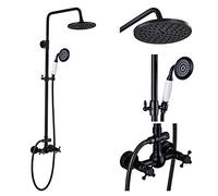 GGYTMQL Sistema de Ducha Bronce Negro Grifo de Ducha Juego de Lluvia 8 Cabezal de Ducha Mentiler de Ducha Tapón Mundial de Ducha fría Ducha Caliente kitsbronze A01, Bronce Negro C02