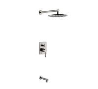 GGYTMQL Sistema de ducha oculto juego de grifo de ducha de latón cepillado con grifo y cabezal de ducha de lluvia de 20 cm, fácil instalación, A-(Fyrkant)