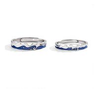 GGYTMQL Sterling Metal Open Finger Ring Pare Anillo de Pareja Simple Anillo de Apertura Femenina Regalos Ajustables para Anillo de Amantes, Apertura Ajustable
