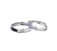 GGYTMQL Sterling Metal Open Finger Ring Pare Day Day Simple Regalos de Anillo Abierto para el Anillo de Amantes, Abertura Ajustable