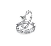 GGYTMQL Sterling Metal Open Finger Ring S925 Anillos de Pareja Ring de Metal esterlina Hombres y Mujeres Regalos de Regalos de Regalos de Diamantes de Valenmetale