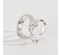 GGYTMQL Sterling Metal Open Finger Ring S925 Sterling Metal Pareja Antes de Anillo Elk Personalidad Fashion Regalos de Anillo Abierto para Anillo de Amantes, Abertura Ajustable