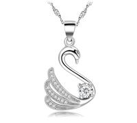 GGYTMQL Swan Love S925 Collar de Diamante de Plata esterlina Cadena de clavículas de Temperamento japonés y Coreano