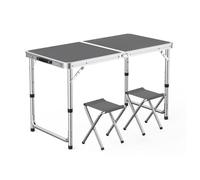 GGYTMQL Taburete de Picnic y Aires de Campamento Plegable portátil Conjunto de 3 Mesa de jardín Ajustable Plegable con Taburete de césped de Tela Oxford para jardín al Aire Libre