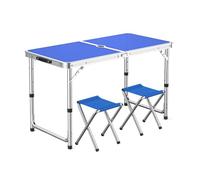 GGYTMQL Taburete de Picnic y Aires de Campamento Plegable portátil Conjunto de 3 Mesa de jardín Ajustable Plegable con Taburete de césped de Tela Oxford para jardín al Aire Libre