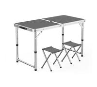 GGYTMQL Taburete de Picnic y Aires de Campamento Plegable portátil Conjunto de 3 Mesa de jardín Ajustable Plegable con Taburete de césped de Tela Oxford para jardín al Aire Libre