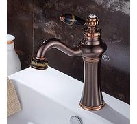 GGYTMQL Tapas del fregadero, toque de agua al estilo europeo del grifo caliente y fría grifo de agua marrón americano grifo antiguo de un solo agujero lavado de un solo agujero de agua de bronce.