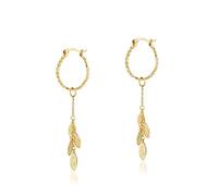 GGYTMQL Temperamento Long Párrafo DIY Pendientes de Juego a Mano de Juego a Mano 925 Pendientes de Hojas de Martillo de Oro 9k