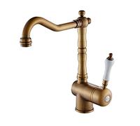 GGYTMQL Toque de mezcladora de fregadero de cocina Zedaro, grifo de mezclador, grifo de fregadero de cocina de cobre retro, cuenca europea de tapa fría de lavado de agua Tapón de agua con grúa de