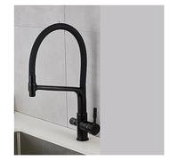 GGYTMQL Tres de latón de tres funciones de tres funciones de agua fría y caliente de agua fría Cocina de encimera montado en la mezcla de grifo de la batería (negro-01)