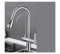 GGYTMQL Tres de latón de tres funciones de tres funciones de agua fría y caliente de agua fría Cocina de encimera montado en la mezcla de grifo de la batería (negro-01)